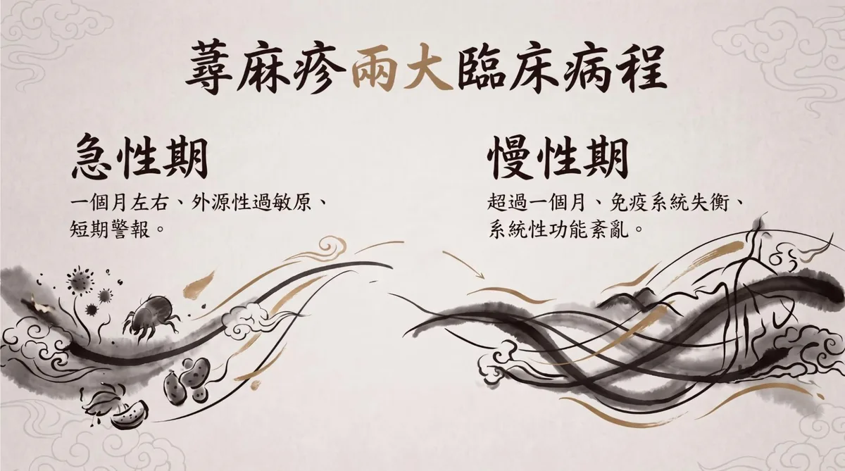 急性與慢性蕁麻疹臨床病程差異